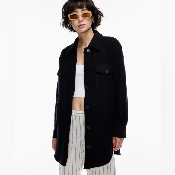 Aritzia Wilfred Ganna Shacket Black - Picture 1 of 4